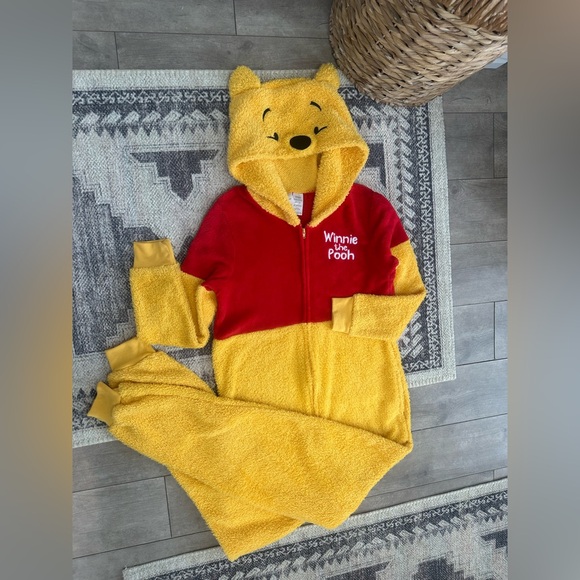 Y2K Disney Winnie the Pooh Women’s Hooded Pooh Zip Onesie Pjs Costume Size Small - Picture 13 of 15